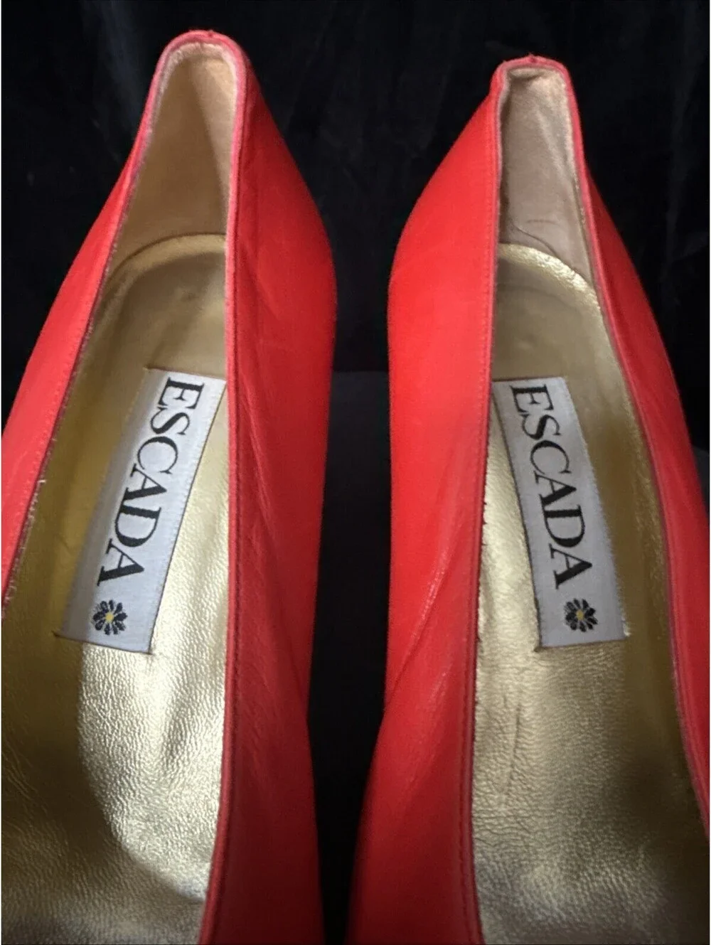 Vintage 80s 90s Escada Red Navy Pumps Heels 8 made in Italy